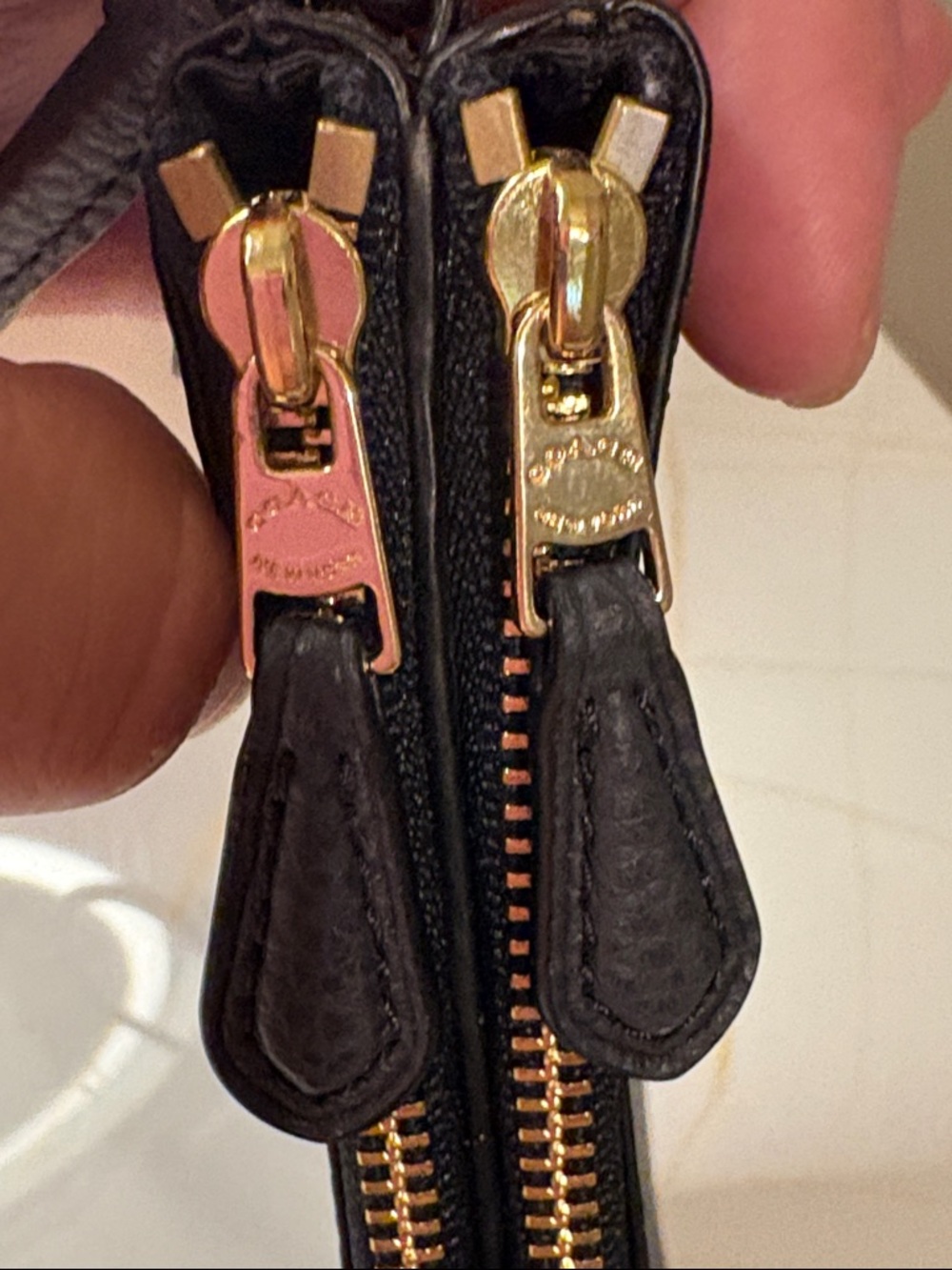 Coach Black Pebbled Leather Wristlet with Gold Logo - Picture 9 of 13